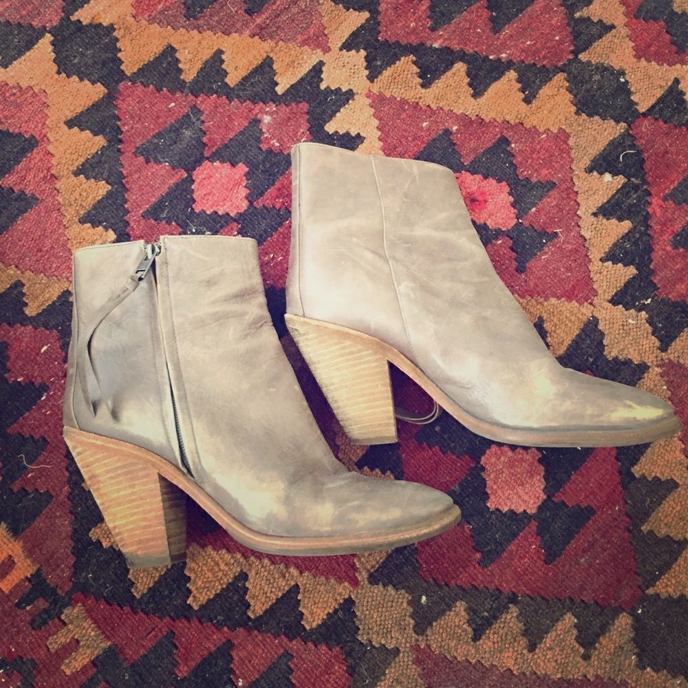 All Saints Leather Booties Mushroom Color~10